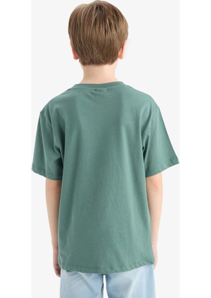Erkek Çocuk Bisiklet Yaka Baskılı Kısa Kollu Tişört F1026A825SM