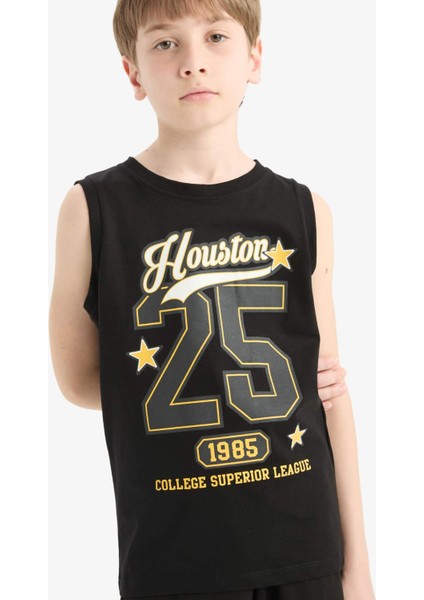 Erkek Çocuk Bisiklet Yaka Baskılı Atlet F0690A825HS