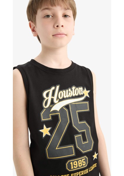 Erkek Çocuk Bisiklet Yaka Baskılı Atlet F0690A825HS