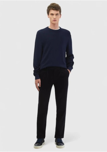 Lacivert Bisiklet Yaka Jakarlı Triko Kazak fiyatları