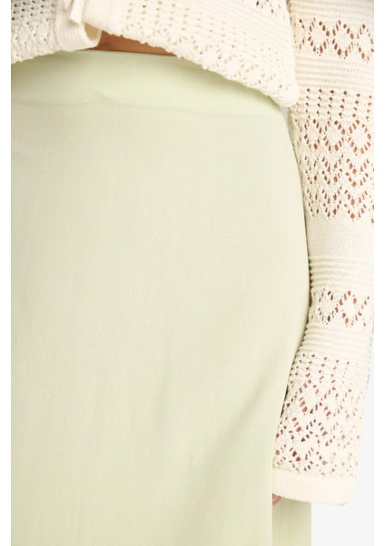 A Kesim Yüksek Bel Keten Karışımlı Maxi Etek E9805AX25SM