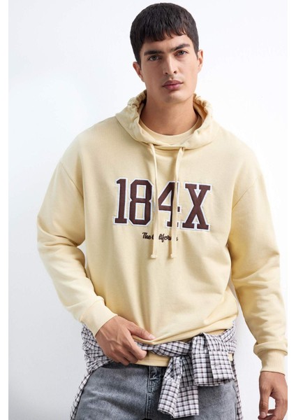 Boxy Fit Kapüşonlu Baskılı Sweatshirt E6434AX25AU