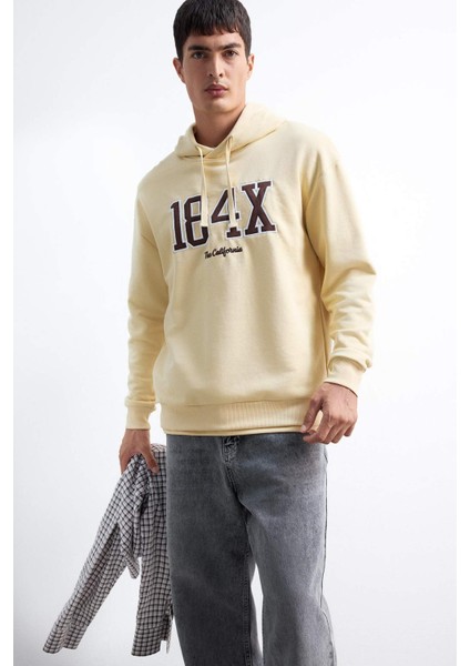 Boxy Fit Kapüşonlu Baskılı Sweatshirt E6434AX25AU
