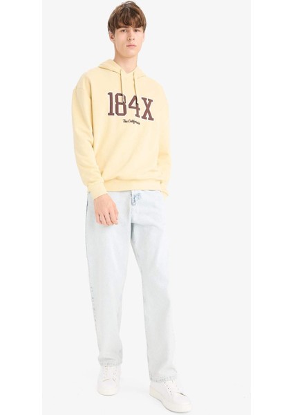 Boxy Fit Kapüşonlu Baskılı Sweatshirt E6434AX25AU