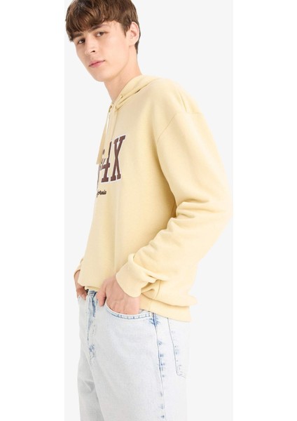 Boxy Fit Kapüşonlu Baskılı Sweatshirt E6434AX25AU