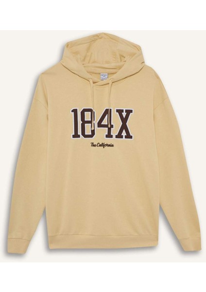 Boxy Fit Kapüşonlu Baskılı Sweatshirt E6434AX25AU