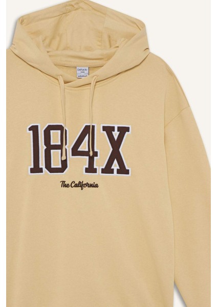 Boxy Fit Kapüşonlu Baskılı Sweatshirt E6434AX25AU