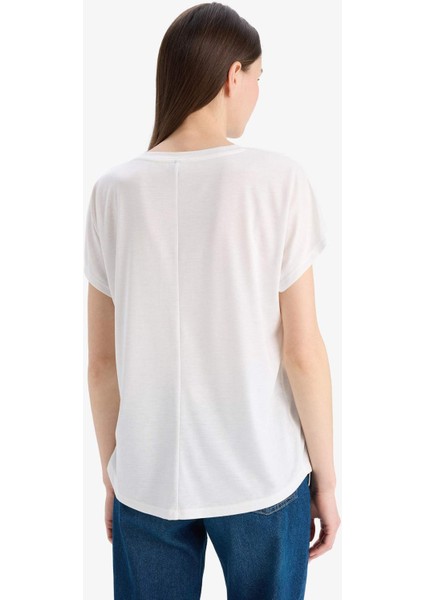 Bisiklet Yaka Baskılı Kısa Kollu Tişört E9892AX25SM