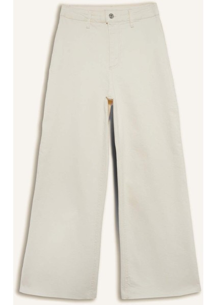 Culotte Yüksek Bel Paça Ucu Kesik Crop Jean Pantolon B5012AX25SM