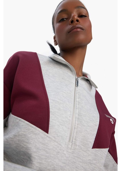 Fit NBA Boston Celtics Oversize Geniş Kalıp Yarım Fermuarlı Skuba Dalgıç Kumaş Sporcu Sweatshirt E8935AX25AU