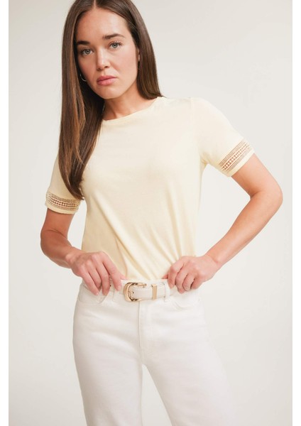 Regular Fit Bisiklet Yaka Penye Kısa Kollu Tişört E4416AX25SM