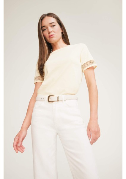 Regular Fit Bisiklet Yaka Penye Kısa Kollu Tişört E4416AX25SM