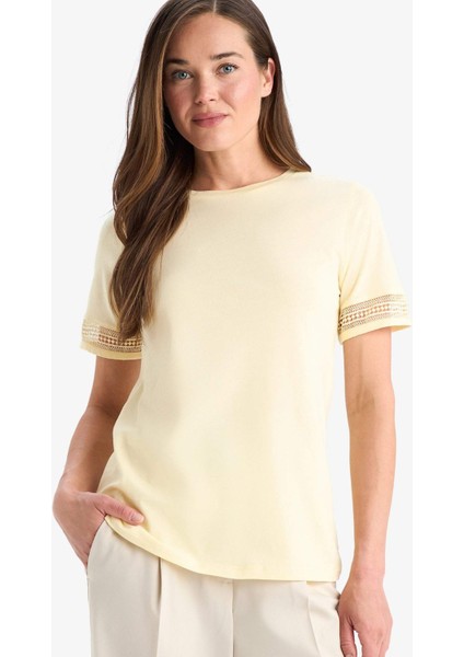 Regular Fit Bisiklet Yaka Penye Kısa Kollu Tişört E4416AX25SM