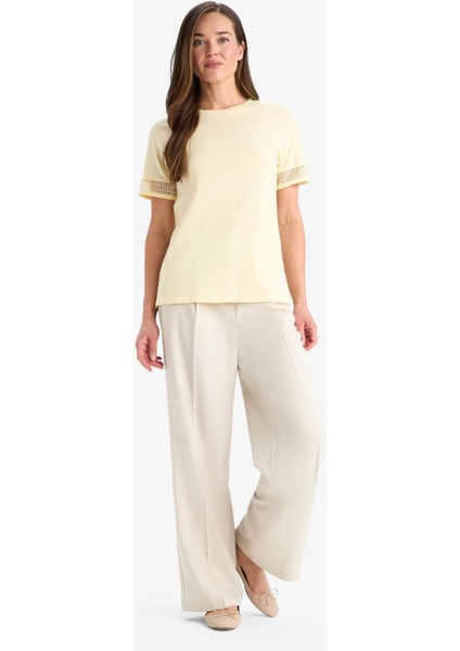 Regular Fit Bisiklet Yaka Penye Kısa Kollu Tişört E4416AX25SM