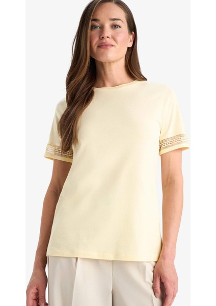 Regular Fit Bisiklet Yaka Penye Kısa Kollu Tişört E4416AX25SM