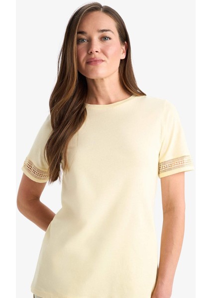 Regular Fit Bisiklet Yaka Penye Kısa Kollu Tişört E4416AX25SM