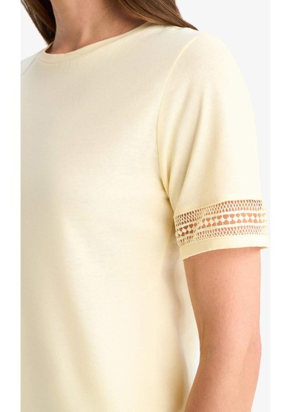 Regular Fit Bisiklet Yaka Penye Kısa Kollu Tişört E4416AX25SM