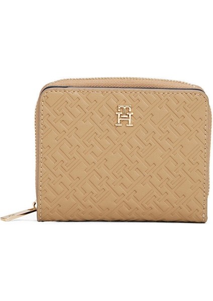 Th Icon Orta Boy Fermuarlı Monogram Kapaklı Kadın Beyaz Cüzdan AW0AW17743RBC