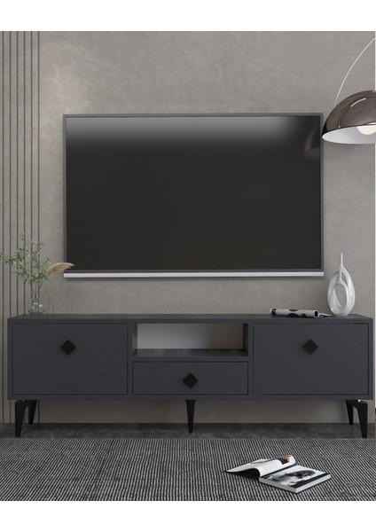 1304DROPDH-1 Tv Sehpası Antrasit-Siyah Kulp