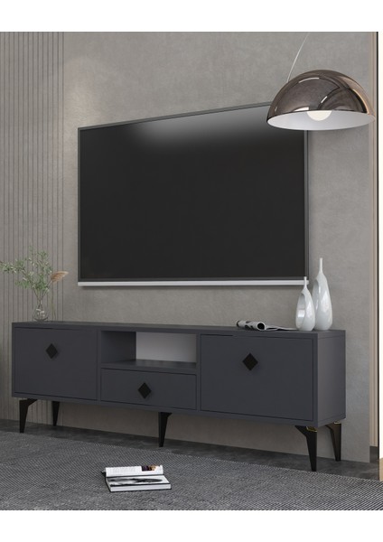 1304DROPDH-1 Tv Sehpası Antrasit-Siyah Kulp fiyatları