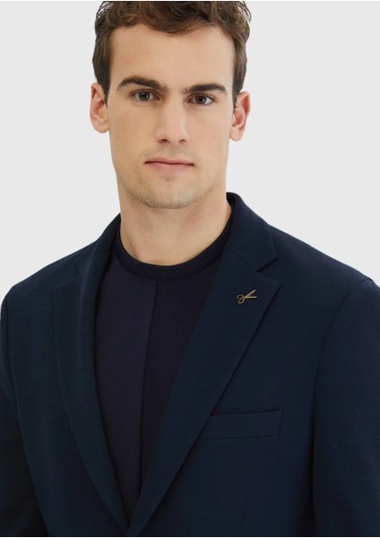 Lacivert Düz Comfort Fit Örme Takım Elbise modelleri