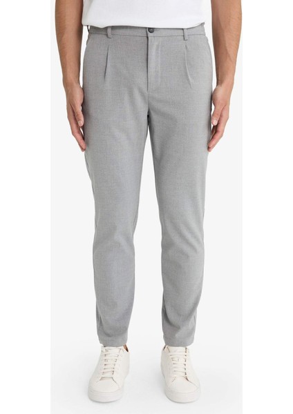Tailored Regular Fit Beli Lastikli Pileli Cepli Kısa Paça Pantolon E9814AX25AU