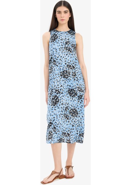 Halter Yaka Çiçek Desenli Cepli Kolsuz Midi Yazlık Elbise F2341AX25SM