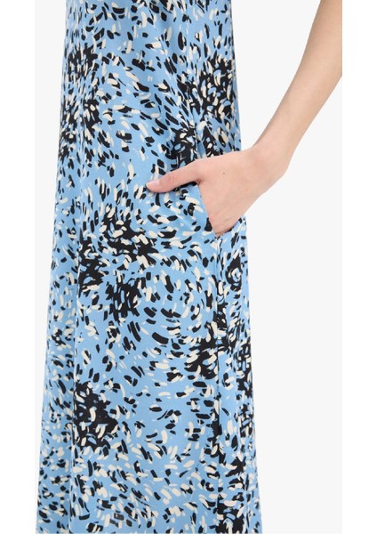 Halter Yaka Çiçek Desenli Cepli Kolsuz Midi Yazlık Elbise F2341AX25SM