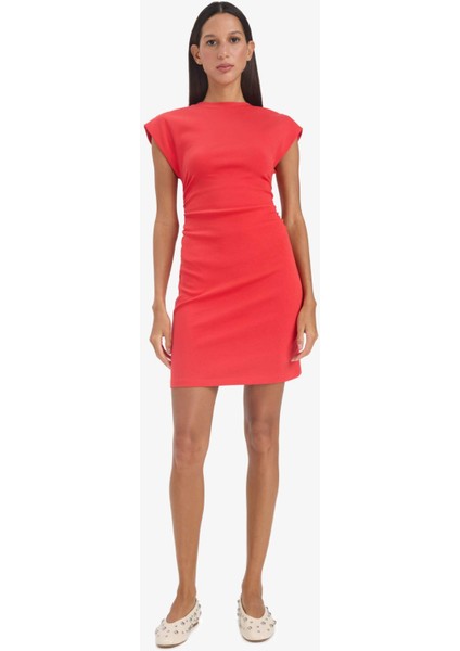 Bodycon Vücudu Saran Bisiklet Yaka Ribana Kolsuz Mini Yazlık Elbise C4513AX25SM