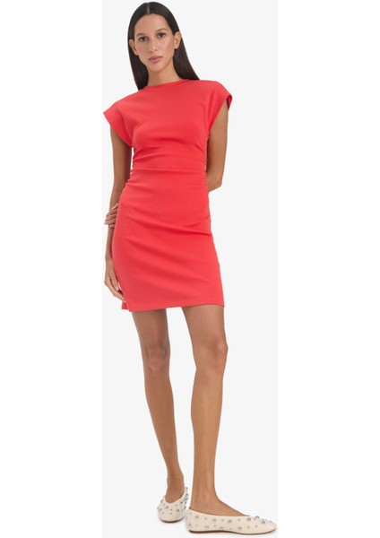 Bodycon Vücudu Saran Bisiklet Yaka Ribana Kolsuz Mini Yazlık Elbise C4513AX25SM