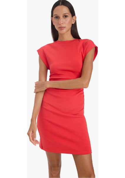 Bodycon Vücudu Saran Bisiklet Yaka Ribana Kolsuz Mini Yazlık Elbise C4513AX25SM