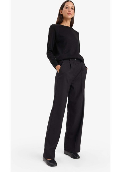 Relax Fit Bisiklet Yaka Basic Düz Triko Kazak I6913AZ25WN