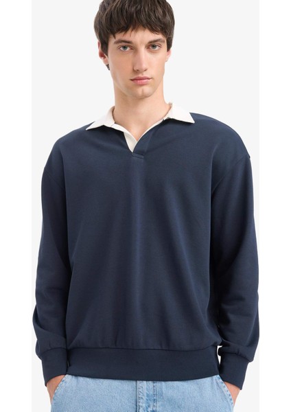 Boxy Fit Polo Yaka Sweatshirt E6523AX25AU