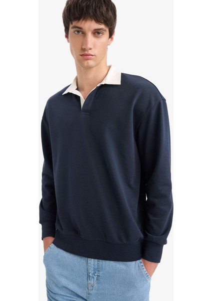 Boxy Fit Polo Yaka Sweatshirt E6523AX25AU