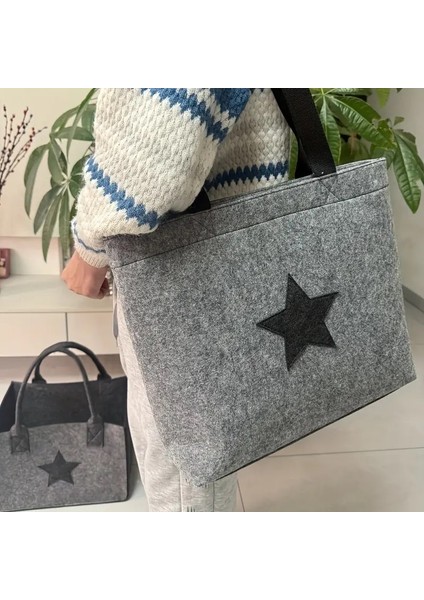 Yıldız Tasarımlı Dayanıklı Keçe, Kamp ve Günlük Kullanım Için Ideal, Çok Yönlü Omuz ve Çapraz Çanta