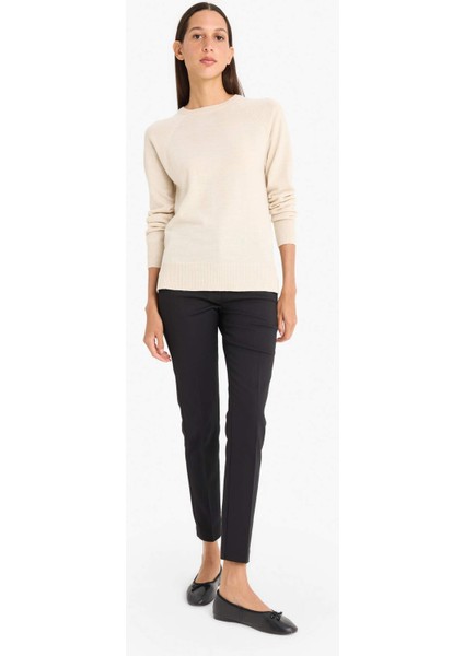 Relax Fit Bisiklet Yaka Basic Düz Triko Kazak I6913AZ25WN