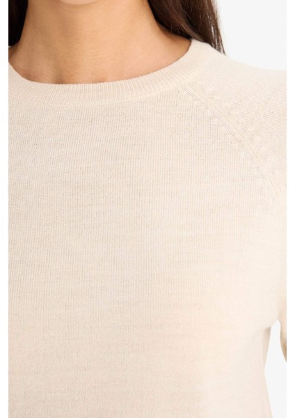 Relax Fit Bisiklet Yaka Basic Düz Triko Kazak I6913AZ25WN