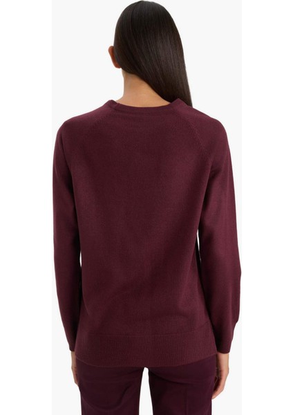 Relax Fit Bisiklet Yaka Basic Düz Triko Kazak I6913AZ25WN