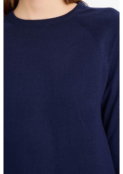 Relax Fit Bisiklet Yaka Basic Düz Triko Kazak I6913AZ25WN