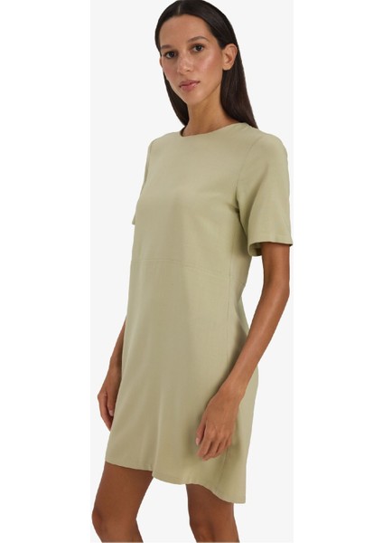 Bisiklet Yaka Basic Düz Kısa Kollu Mini Yazlık Elbise F1835AX25SM