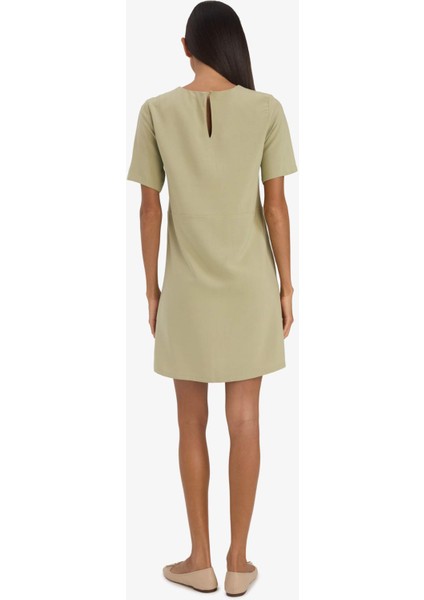 Bisiklet Yaka Basic Düz Kısa Kollu Mini Yazlık Elbise F1835AX25SM