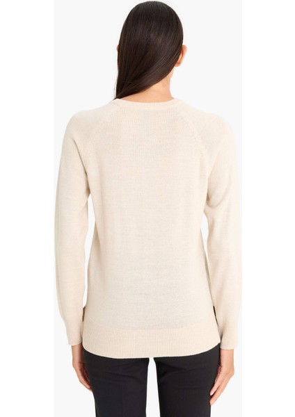 Relax Fit Bisiklet Yaka Basic Düz Triko Kazak I6913AZ25WN