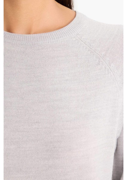 Relax Fit Bisiklet Yaka Basic Düz Triko Kazak I6913AZ25WN