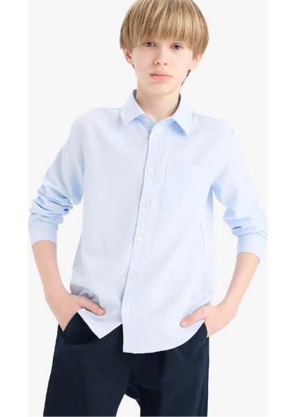 Erkek Çocuk Polo Yaka Oxford Uzun Kollu Gömlek F2630A825SM