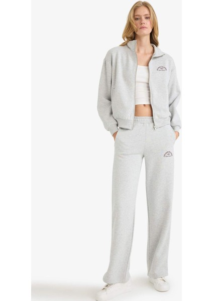 Relax Fit Yarım Balıkçı Yaka Baskılı Kalın Fermuarlı Sweatshirt E9507AX25AU