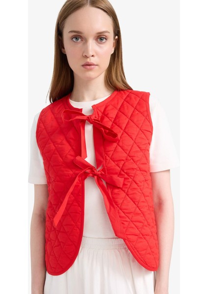 Bisiklet Yaka Bağlamalı Pamuklu Yelek F2723AX25SP