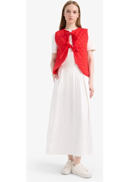 Bisiklet Yaka Bağlamalı Pamuklu Yelek F2723AX25SP