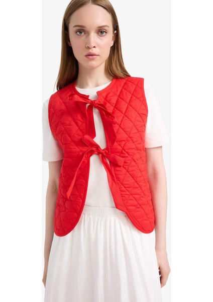 Bisiklet Yaka Bağlamalı Pamuklu Yelek F2723AX25SP