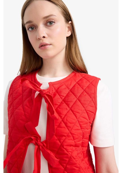 Bisiklet Yaka Bağlamalı Pamuklu Yelek F2723AX25SP