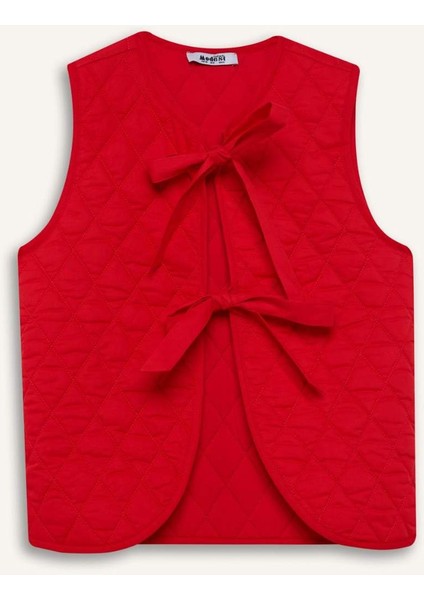 Bisiklet Yaka Bağlamalı Pamuklu Yelek F2723AX25SP